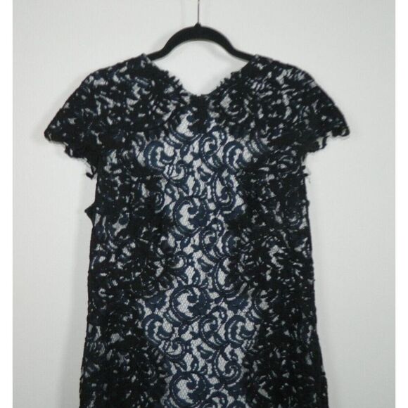 Tadashi Shoji Dress Size 16 Blue Black Lace Illusion‎ Mother of the Bride - Picture 6 of 13